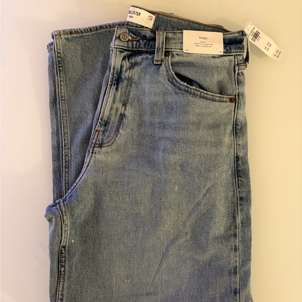 Hollister Baggy Light Wash Denim Jeans - Light Blue